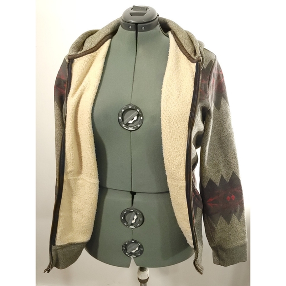 Ralph Lauren RRL Vintage Aztec Sherpa Lined Hooded Sweater Jacket Sz L Large - Picture 5 of 10